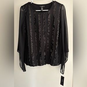 Alfani Women's Black Sequins Blouse Top